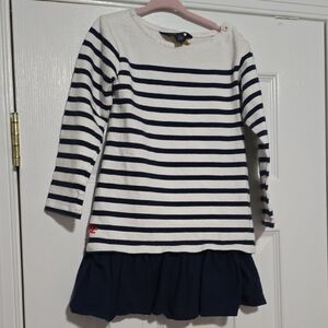 Polo by Ralph Lauren Navy & White Striped Long-Sleeve Ruffle-Hem Dress